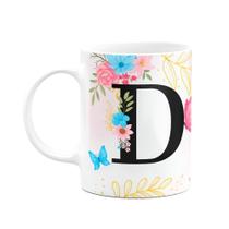 Caneca Floral Garden - Inicial do nome letra D - 325ml Caneca Floral Garden - Inicial do nome letra D - 325ml