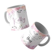 Caneca Floral Quem Guia Meu Caminho é Deus - Porcelana Alta Qualidade Caneca Floral Quem Guia Meu Caminho é Deus - Porcelana Alta Qualidade