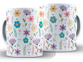 Caneca Flores Divertida Porcelana Xícara 325ml + Caixa Presente Caneca Flores Divertida Porcelana Xícara 325ml + Caixa Presente