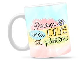 Caneca Floresça Divertida Porcelana Xícara 325ml + Caixa Presente
