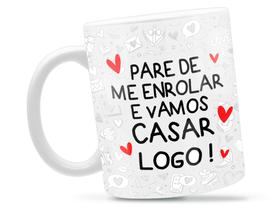 Caneca Flork Casamento Divertida Porcelana Xícara 325ml + Caixa Presente