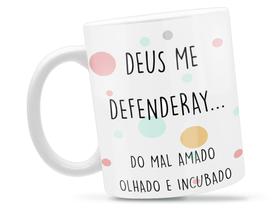 Caneca Flork Defenderay Divertida Porcelana Xícara 325ml + Caixa Presente