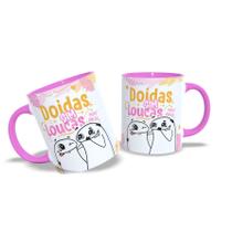 Caneca Flork Doidas Sim Presente Porcelana 325ml