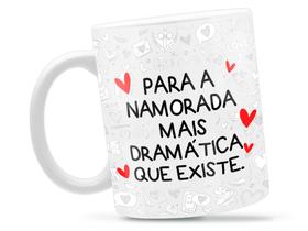 Caneca Flork Dramatica Divertida Porcelana Xícara 325ml + Caixa Presente