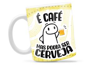 Caneca Flork É Café Divertida Porcelana Xícara 325ml + Caixa Presente