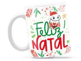 Caneca Flork Feliz Natal Divertida Porcelana Xícara 325ml + Caixa Presente