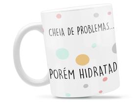 Caneca Flork Hidratada Divertida Porcelana Xícara 325ml + Caixa Presente