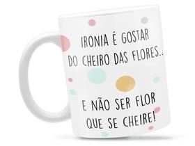 Caneca Flork Ironia Divertida Porcelana Xícara 325ml + Caixa Presente