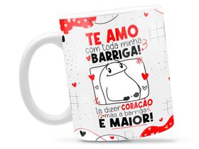 Caneca Flork Te Amo Divertida Porcelana Xícara 325ml + Caixa Presente
