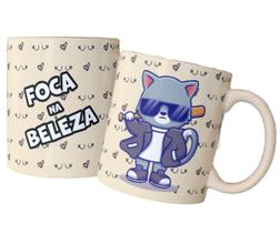 Caneca foca na beleza gatinho fofo presente divertido