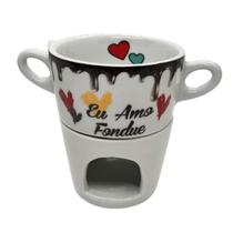 Caneca Fondue em Porcelana Branca com Decoração na Borda - VRL PORCELANAS