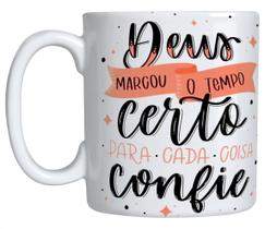 Caneca Frase com Deus de Porcelana 325 ML Para Presente