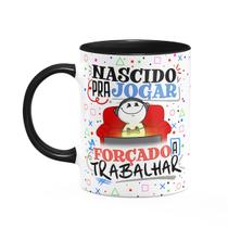 Caneca Funny Gamer - Nascido pra jogar Video Game - B-black Caneca Funny Gamer - Nascido pra jogar Video Game - B-black