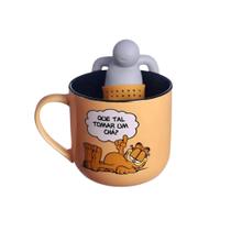 Caneca Garfield c/ Infusor para Chá 350ml Cerâmica - Zona Criativa