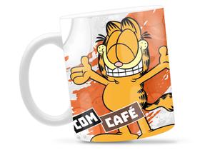 Caneca Garfield Com Café Divertida Porcelana Xícara 325ml + Caixa Presente