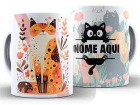 Caneca Gato Divertida Porcelana Xícara 325ml + Caixa Presente