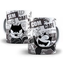Caneca Gato Félix Desenho Com Café Sem Café Personalizada