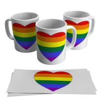 Caneca Glbtq Namoradas Namorados Coração Arco Íris 325ml