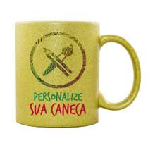Caneca Glitter Dourado Personalizada de Porcelana para Presentear