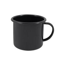 Caneca Grande Esmaltada Preta 370 ml Ewel