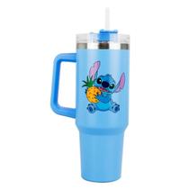 Caneca Grande Térmico Azul Com Canudo Stitch 1100L - Disney Caneca Grande Térmico Azul Com Canudo Stitch 1100L - Disney