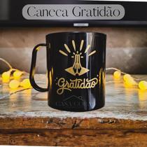 Caneca Gratidão Preta Kit Com 10und Plástica Personalizada 300ml Canecas Presente Lembrancinha Igreja ou Culto. - Casa Cora