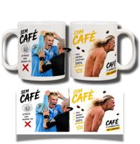 Caneca Haaland Meme Sem Café Com Café Porcelana 320m l Premium Presente Criativo