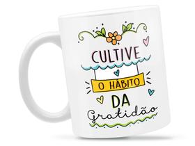 Caneca Habito de Gratidão Divertida Porcelana Xícara 325ml + Caixa Caneca Habito de Gratidão Divertida Porcelana Xícara 325ml + Caixa