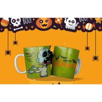 Caneca Halloween Decorada Zumbi Donde Esta El Café Happy Halloween - MEGA OFERTA!