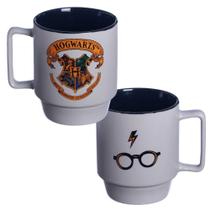 Caneca Harry Potter Brasão Hogwarts Empilhável Porcelana 400Ml Oficial WB - Zona Criativa