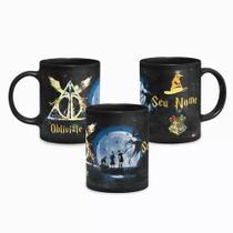 Caneca Harry Potter Obliviate - Relíquias da Morte com Nome Personalizado