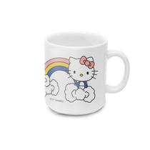 Caneca Hello Kitty de Porcelana 300ml Branca Happy