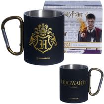 Caneca Hogwarts Aço Inox Preta E Dourada Com Mosquetão Oficial Harry Potter - Zona Criativa