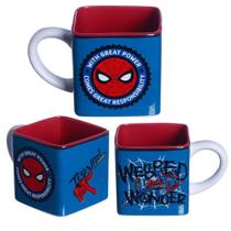 Caneca Homem-Aranha Spider-Man 3D Cubo Quadrada Cerâmica 300ml Oficial Marvel - Zona Criativa