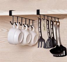 Caneca Hooks Rack EigPluy 2 peças embaixo do armário Black Metal