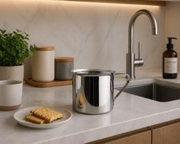 Caneca Inox 1 L Com Bico Fervedor Leite Café Indução
