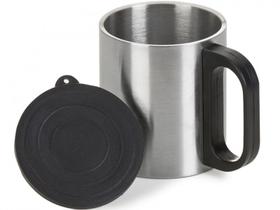 Caneca Inox Escovado 180 Ml Com Tampa Em Casa, escritório