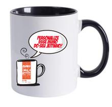 Caneca Interior e alça preta cerâmica 325ml personalizada