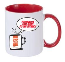 Caneca interior e alça vermelha cerâmica 325ml personalizada Caneca interior e alça vermelha cerâmica 325ml personalizada