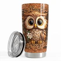 Caneca isolada de coruja de aço inoxidável SANDJEST de 20 onças