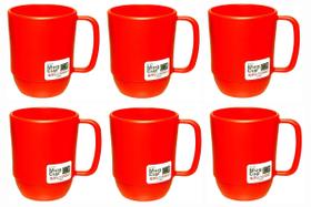 Caneca JapanBargain Plastic 350 ml sem BPA vermelha inquebrável x6