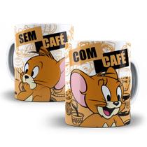 Caneca Jerry Desenho Tom e Jerry Com Café Sem Café Porcelana