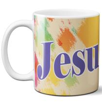 Caneca jesus coloriu minha vida com amor presente fé Deus - Mago das Camisas