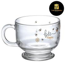 Caneca Jumbo Honey em Vidro Linha Bee Happy 500ml Hauskraft Caneca Jumbo Honey em Vidro Linha Bee Happy 500ml Hauskraft