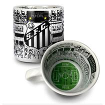 Caneca KazzaVip Estádio do Santos FC Cerâmica 360 ML Vila Belmiro Licenciada Branco