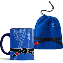 Caneca Kimono Azul Jiu Jitsu Faixa Preta com Saquinho
