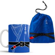 Caneca Kimono Azul Jiu Jitsu Faixa Preta com Saquinho