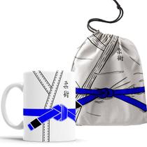 Caneca Kimono JIU -JITSU com Faixa Azul + Saquinho