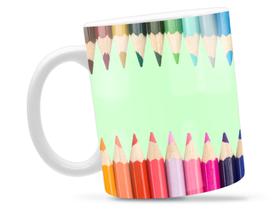 Caneca Lapis Coloridos Divertida Porcelana Xícara 325ml + Caixa Presente Caneca Lapis Coloridos Divertida Porcelana Xícara 325ml + Caixa Presente