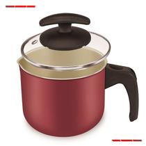 Caneca Leiteira 12cm Antiaderente Com Tampa Vidro Cereja